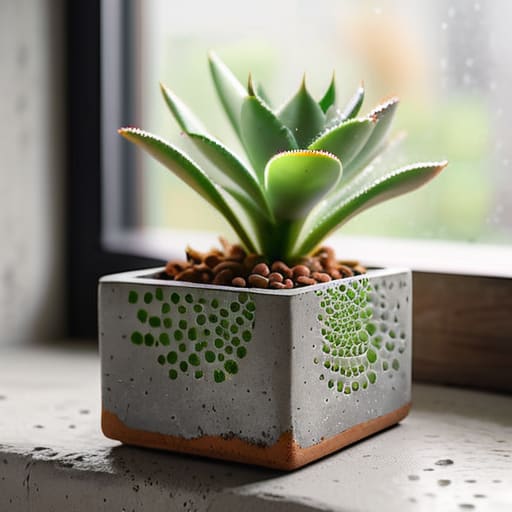 Concrete Low-Maintenance Succulent Planters for cacti.