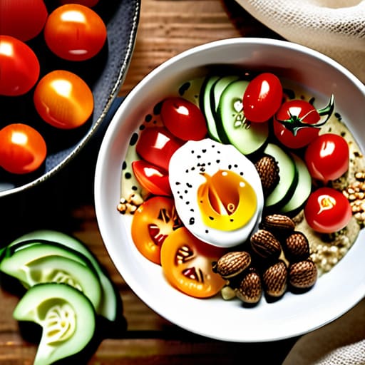 Savory Greek Yogurt Bowls with cucumber.