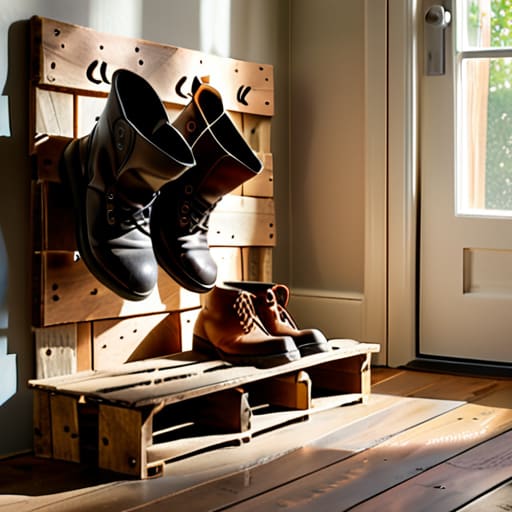 The Ultimate Mudroom Boot Organizer pallet rack.