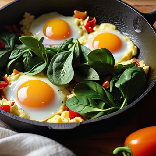 The Five-Minute Scramble with eggs and spinach.