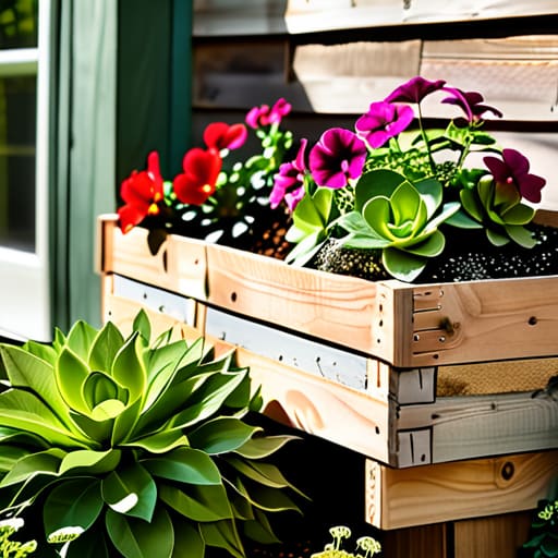 A low-maintenance backyard planter made from pallets.