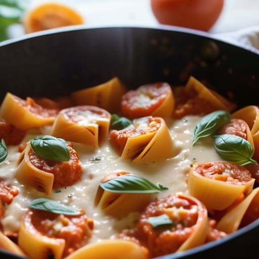 Creamy Tomato and Basil Pasta Bake.