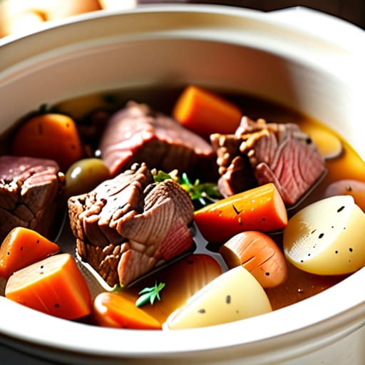 Hearty Slow Cooker Beef Stew with vegetables.