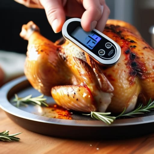 Using An Instant-Read Thermometer for chicken.