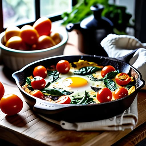 Skillet of delicious Loaded Veggie Frittatas.