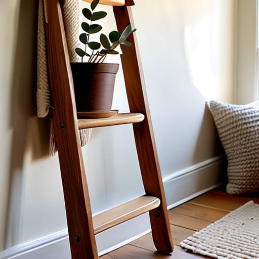 Reclaim old ladders as towel or blanket racks.