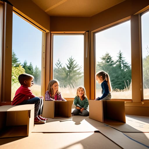 Kids building with The Cardboard Box Buffet.