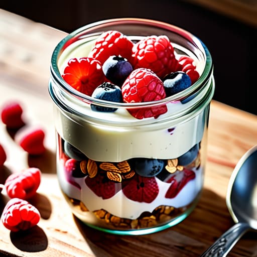 Healthy Fruit and Yogurt Parfaits with berries.