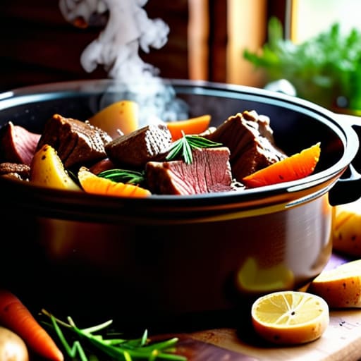 Hearty Slow Cooker Beef Stew with vegetables.